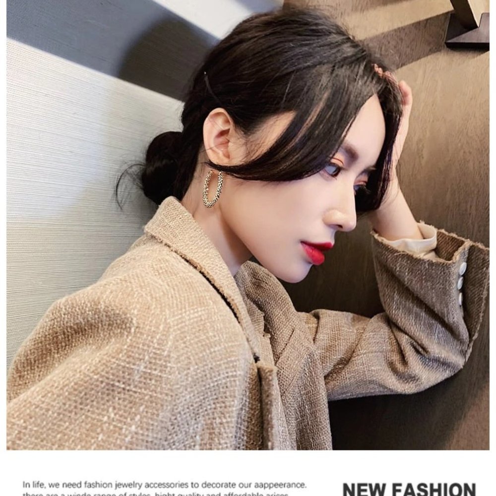 Fashion exaggerated metal woven Large Circle Earring - Picture 3 of 4